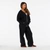 Forever 21 Women’s Oversized Zip-up Enzyme Wash Hoodie(Black)