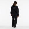 Forever 21 Women’s Oversized Zip-up Enzyme Wash Hoodie(Black)