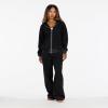 Forever 21 Women’s Oversized Zip-up Enzyme Wash Hoodie(Black)