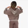 Forever 21 Women’s Oversized Zip-up Enzyme Wash Hoodie(Brown)