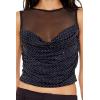 Forever 21 Women’s Rhinestone Illusion Crop Top(Black)