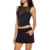 Forever 21 Women’s Rhinestone Illusion Crop Top(Black)