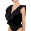 Forever 21 Women’s Ruffle Butterfly-sleeve Bodysuit(Black)
