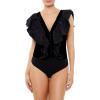 Forever 21 Women’s Ruffle Butterfly-sleeve Bodysuit(Black)
