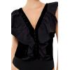 Forever 21 Women’s Ruffle Butterfly-sleeve Bodysuit(Black)