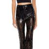 Forever 21 Women’s Sequin High-Rise Flare Pants(Black)