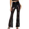 Forever 21 Women’s Sequin High-Rise Flare Pants(Black)