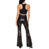 Forever 21 Women’s Sequin High-Rise Flare Pants(Black)