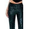 Forever 21 Women’s Sequin High-Rise Wide-Leg Pants(Dark Green)