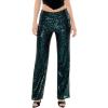 Forever 21 Women’s Sequin High-Rise Wide-Leg Pants(Dark Green)