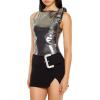 Forever 21 Women’s Sleeveless Metallic Bow Crop Top(Black)