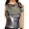 Forever 21 Women’s Sleeveless Metallic Bow Crop Top(Black)