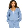 Forever 21 Women’s Full Zip Front Sweatshirt With Drawstring Hood(Blue)