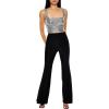Forever 21 Women’s Glitter High-Rise Flare Pants(Black)