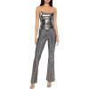 Forever 21 Women’s Glitter High-Rise Flare Pants(Grey)
