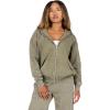 Forever 21 Women’s Oversized Zip-up Enzyme Wash Hoodie(Green)