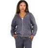 Forever 21 Women’s Oversized Zip-up Enzyme Wash Hoodie(Grey)