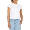 Forever 21 Women’s Poplin Button-Down Short Sleeve T-Shirt – Short Sleeve Collared Top with Self-Tie Back, 100% Cotton, Color- White, Size- X-Small