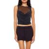 Forever 21 Women’s Rhinestone Illusion Crop Top(Black)