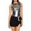 Forever 21 Women’s Sleeveless Metallic Bow Crop Top(Black)