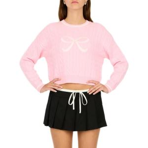 Forever 21 Cable Knit Sweater with Tipping and Applique(Pink)