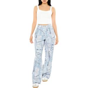 Forever 21 Women’s Distressed Denim Print Jeans(Medium Denim)
