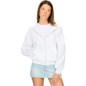 Forever 21 Women’s Full Zip Front Sweatshirt With Drawstring Hood(Grey)
