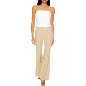 Forever 21 Women’s Glitter High-Rise Flare Pants(Champagne)