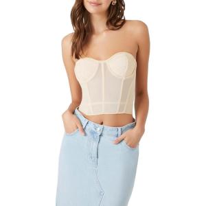 Forever 21 Women’s Mesh Bustier Crop Top(Brown)