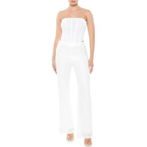 Forever 21 Women’s Sequin High-Rise Wide-Leg Pants(White)